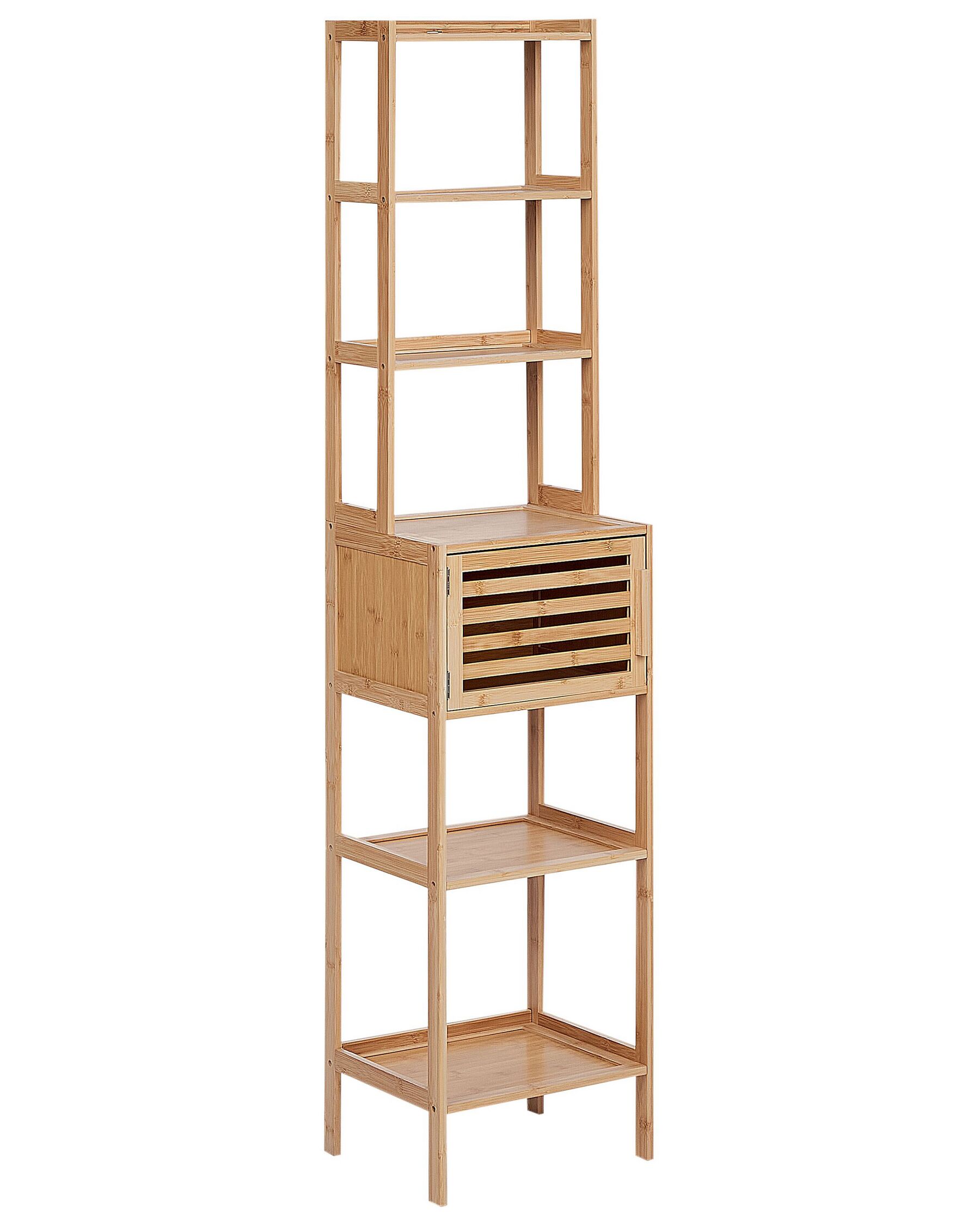 Bamboo Bathroom Shelving Unit Light Wood LEHI _927651