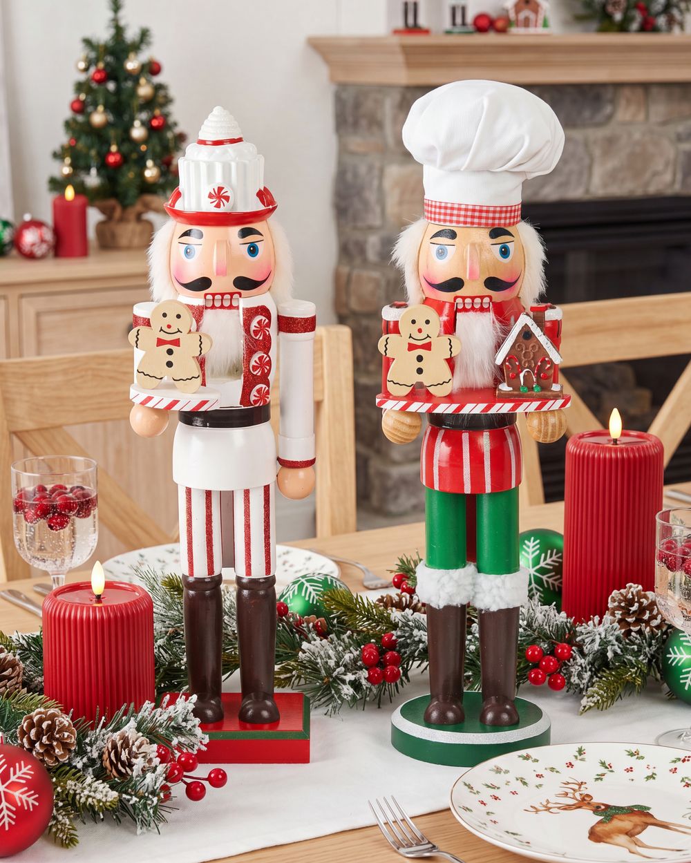 Conjunto de 2 figuras BODSJON 35 cm Cascanueces Rojo/Blanco