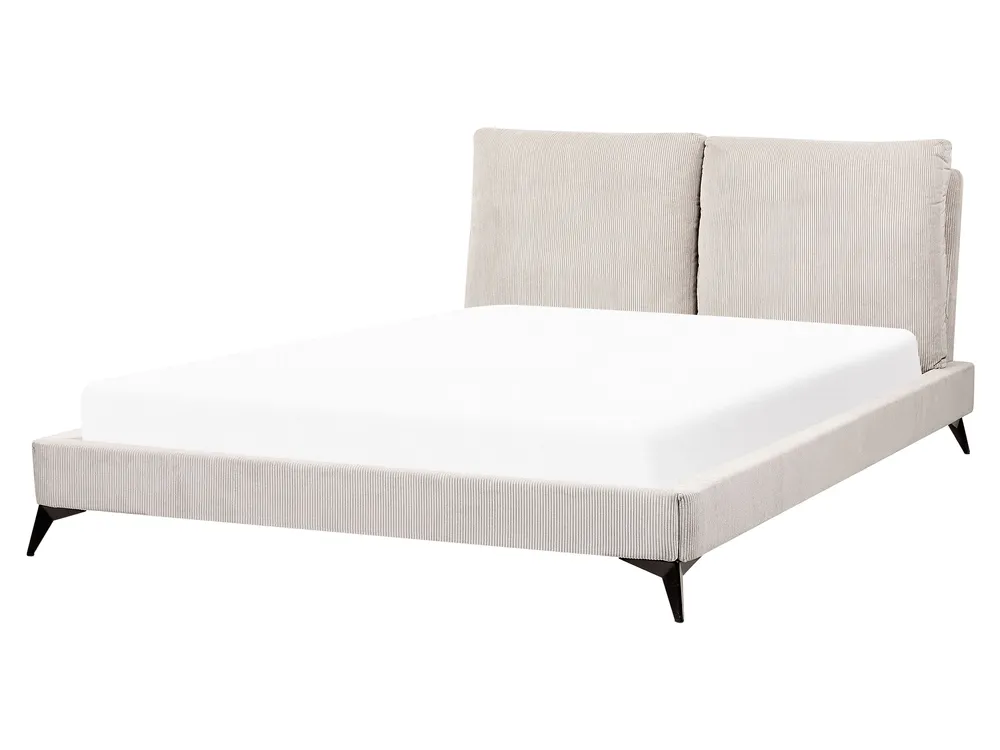 Letto Velluto a coste MELLE 160 x 200 cm Beige chiaro_882909