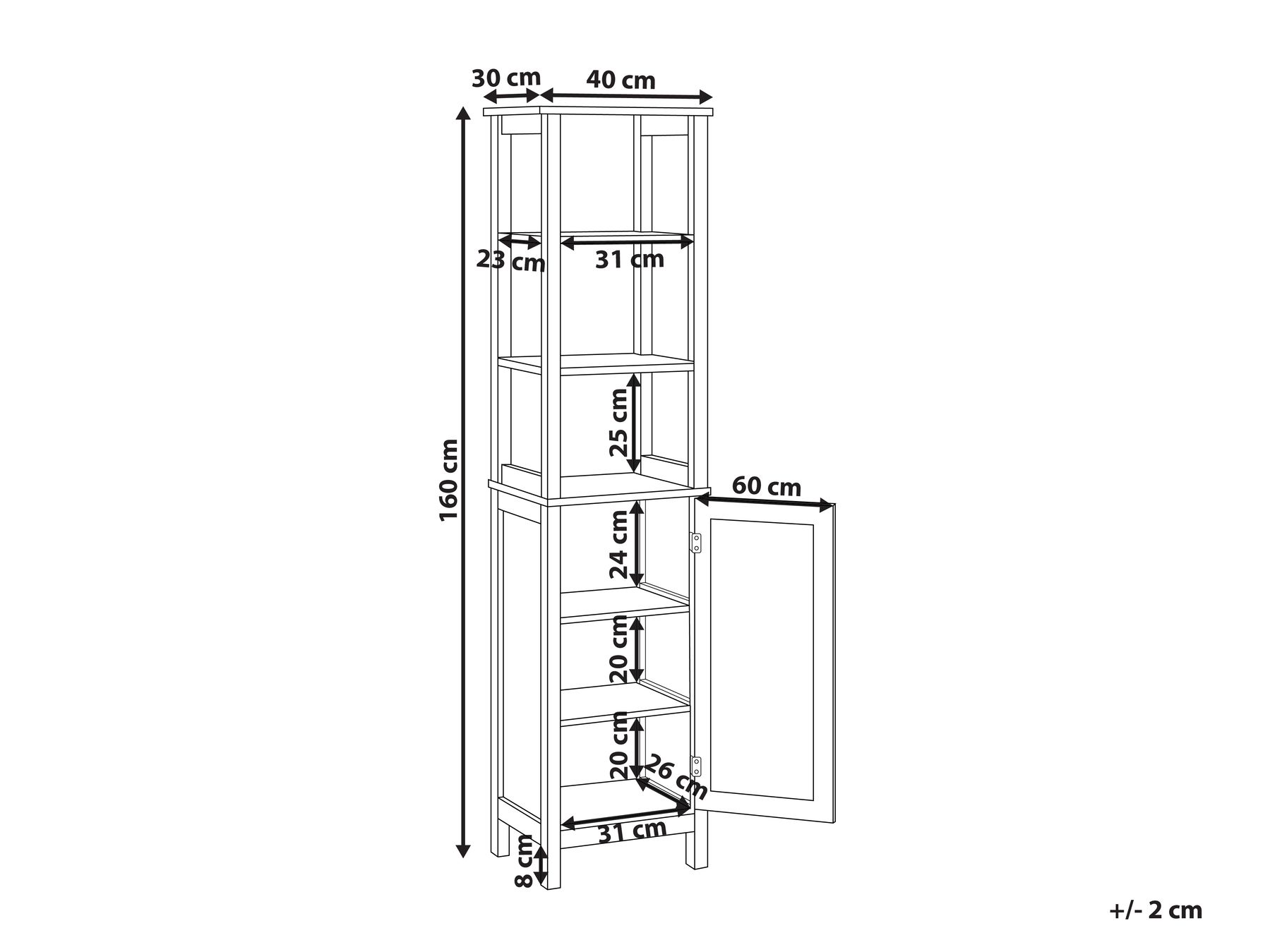 Bathroom Cabinet 30 x 160 cm White ALAMOS _959153 Bathroom Cabinet 30 x 160 cm White ALAMOS _959153