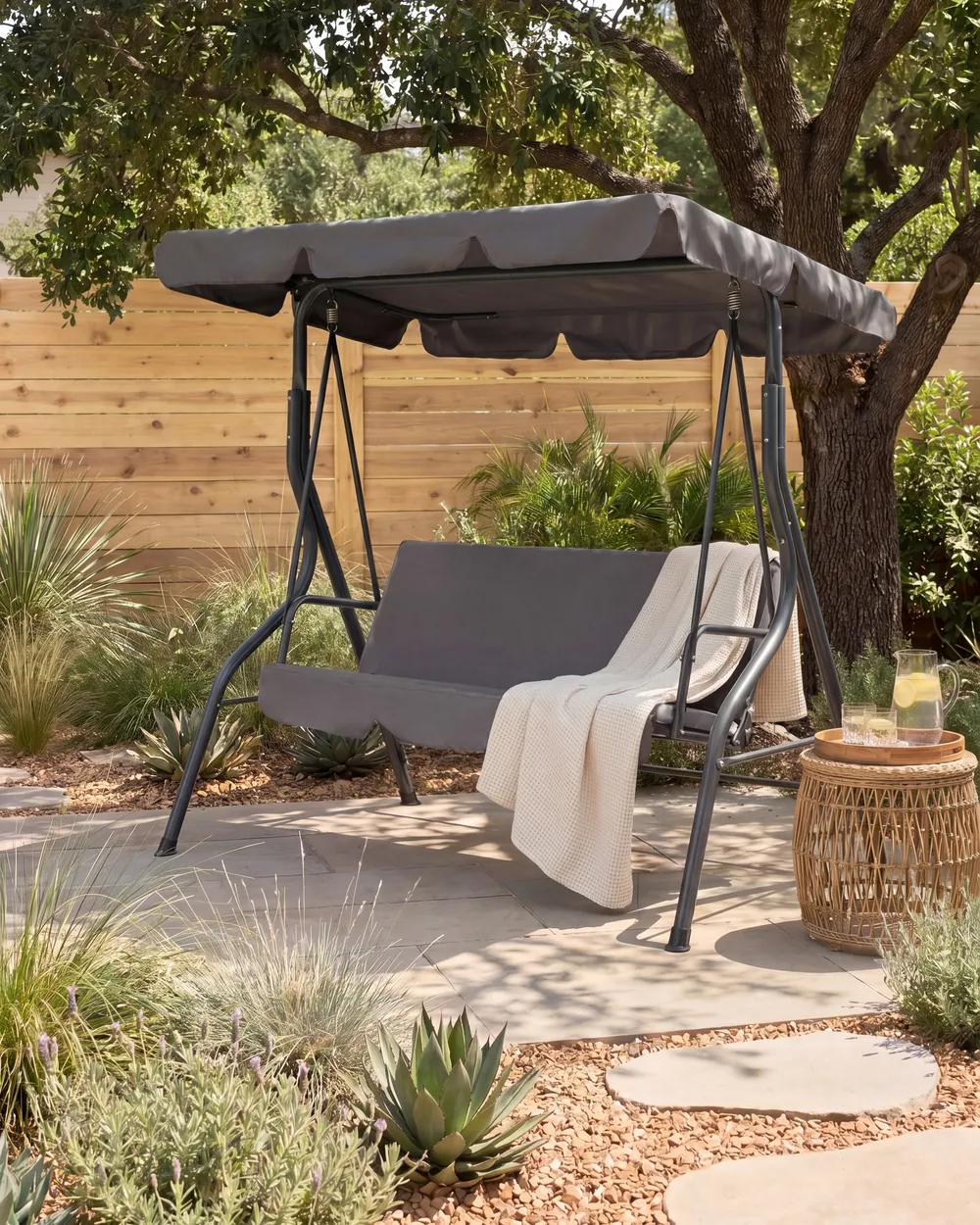 Patio Swing CHAPLIN Metal Dark Grey