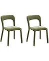 Set of 2 Chairs LAKEVILLE Chenille Green