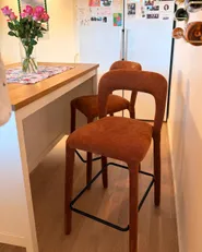 Set of 2 Bar Chairs LAKEVILLE Chenille Golden Brown_1185045