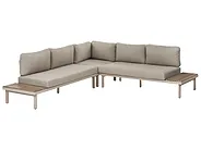 Garden Corner Sofa with Table 5 Seater FIVIZZANO Acacia Wood Beige_1159261