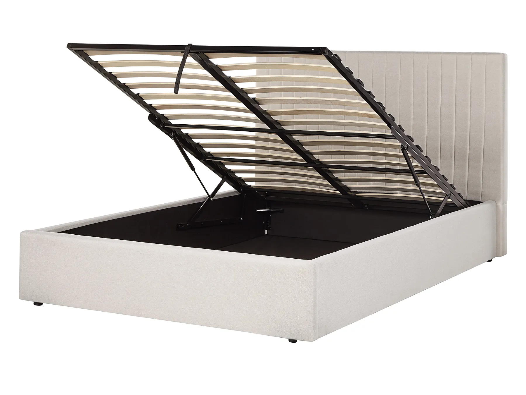 Letto contenitore VION Tessuto Beige chiaro 140 x 200 cm_901823