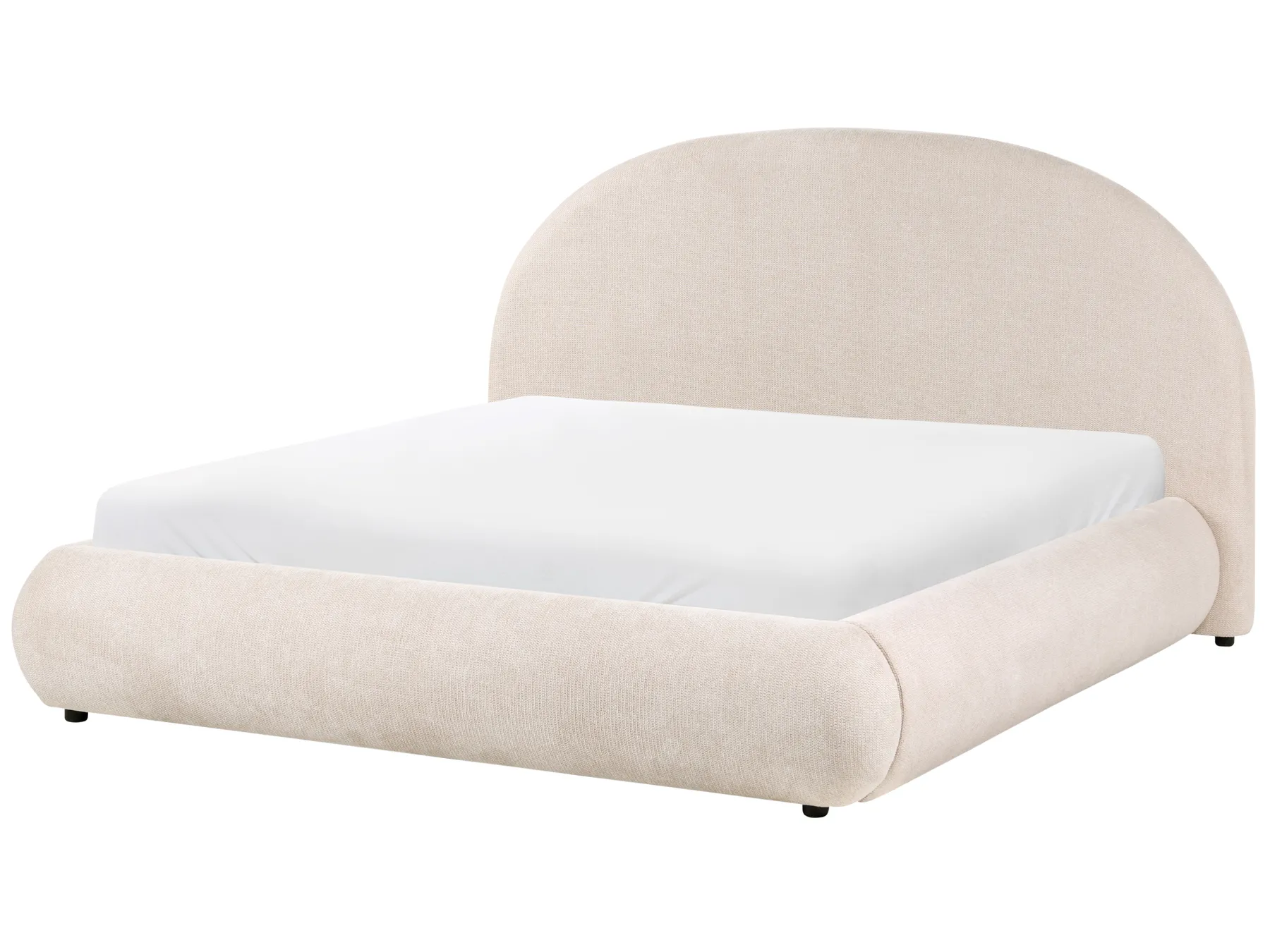 Ottoman Bed GRASSE Fabric Light Beige 160 x 200 cm (EU King Size)_1056347