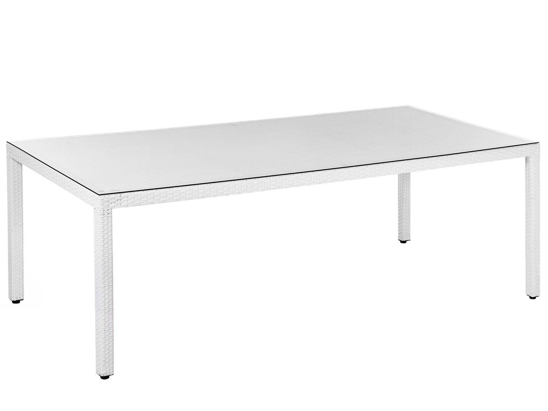 Table de jardin en rotin blanc 220 x 100 cm ITALY_678097