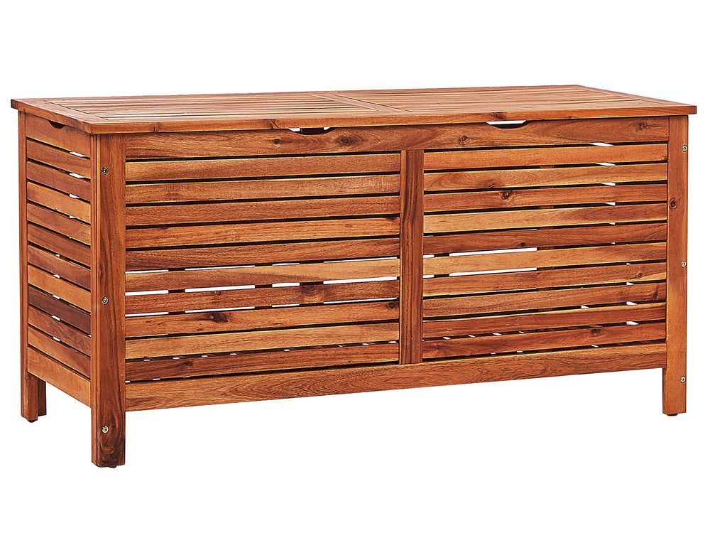 Garden Storage Box 130 x 64 cm Dark Wood RIVIERA Beliani