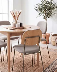 Esszimmerstuhl 4er Set RILEY Stoff Taupe_1173736