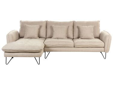 Right Hand Fabric Corner Sofa Beige SERSAN