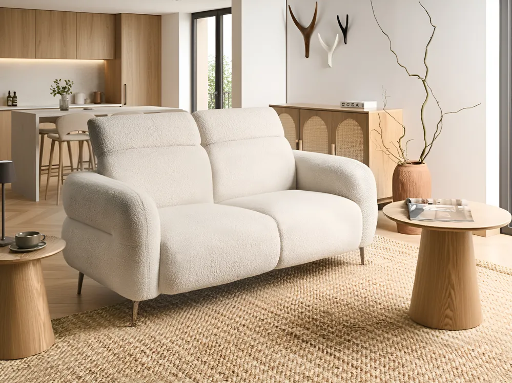 Sofa dla 2 osób ARTUNA Boucle Złamana biel