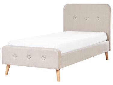 Béžová čalúnená posteľ 90 x 200 cm RENNES