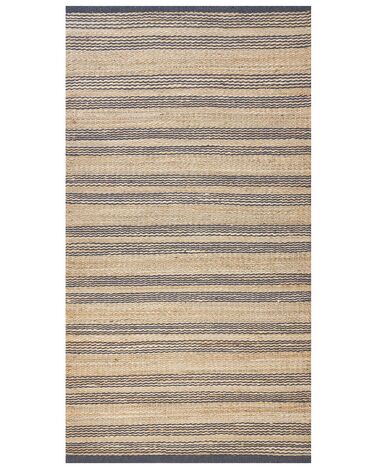 Teppich Jute beige / grau 80 x 150 cm Streifenmuster Kurzflor zweiseitig BUDHO