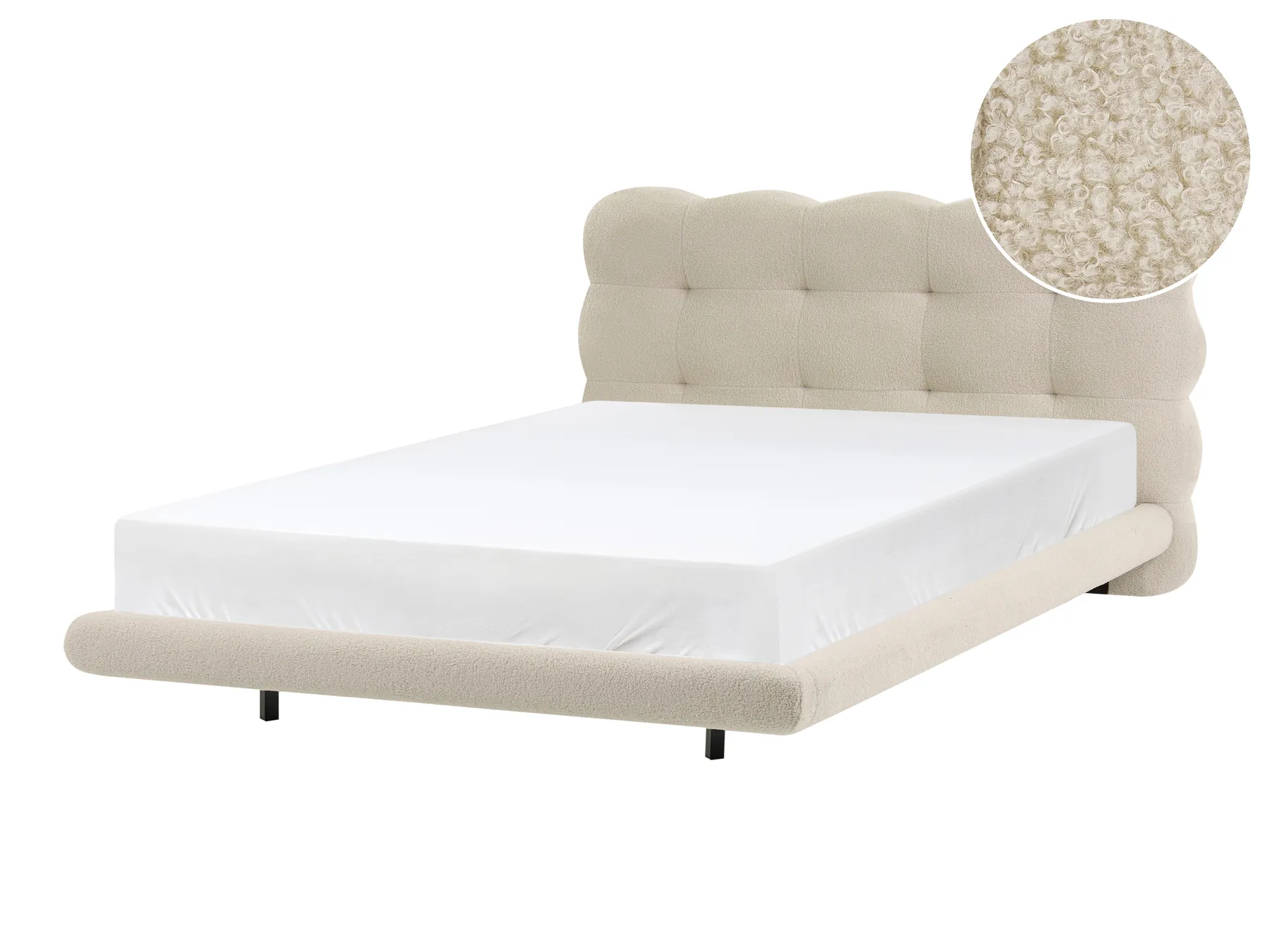 Bett mit Lattenrost Bouclé SOULISSE 120 x 200 cm Beige_1129768