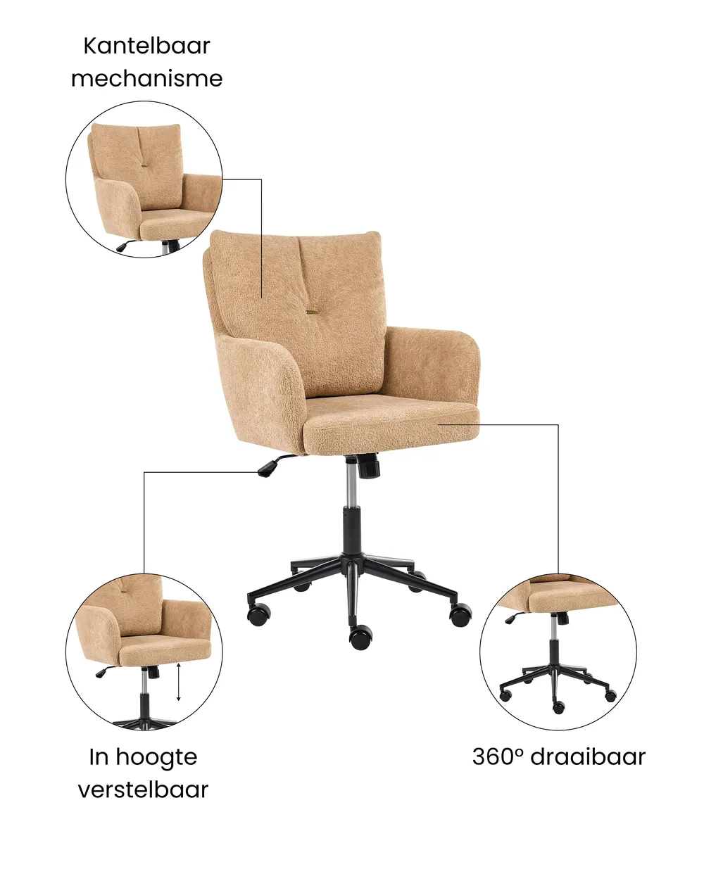 Bureaustoel ALPINE Stof Beige_1071083
