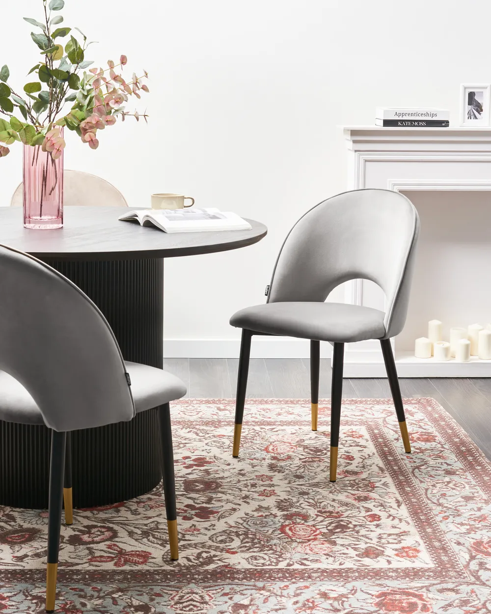 Set of 2 Dining Chairs MAGALIA Velvet Grey