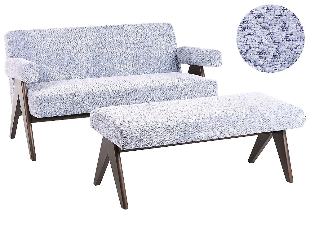 Conjunto de sala de estar TAMRE Chenille Azul claro / Castanho escuro