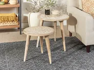 Set of 2 Side Tables UDAY Mango Wood White_857119