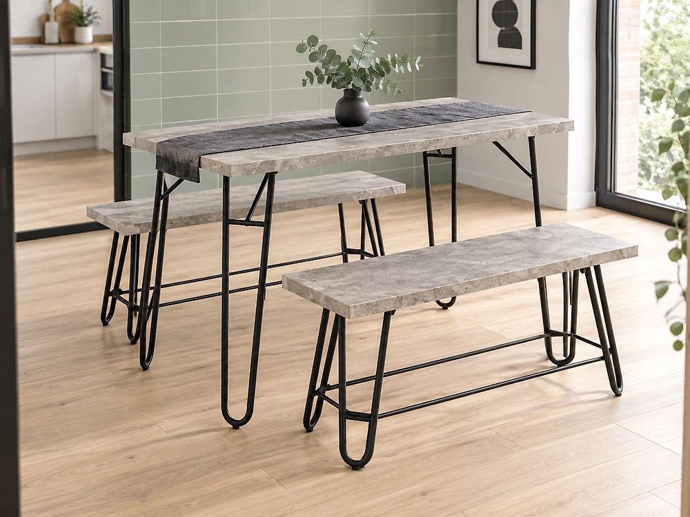 Dining Set KEMPTON Light Grey 4 Seater