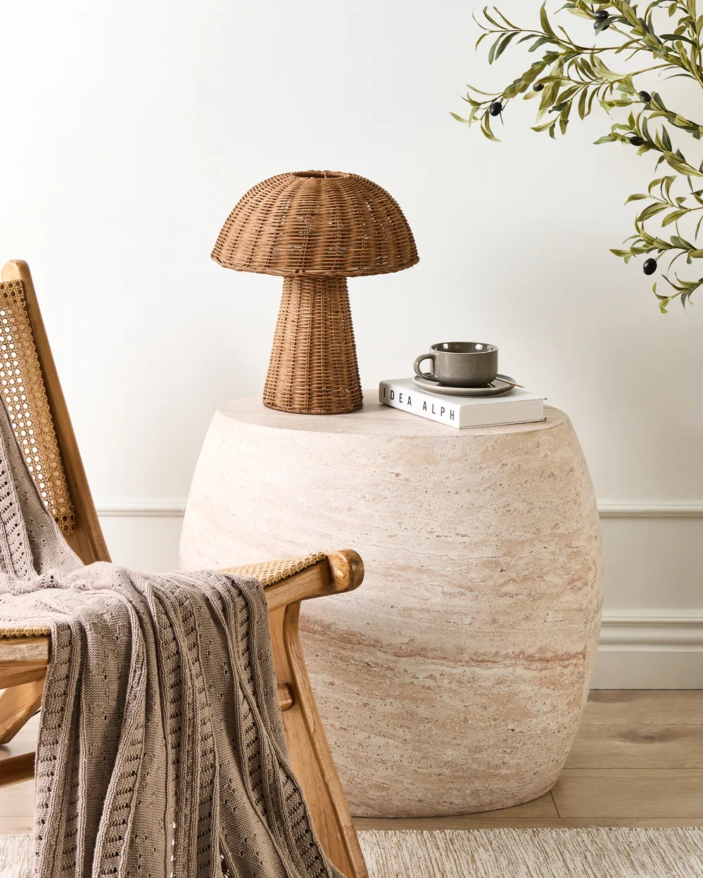 Table Lamp Mushroom ALERO Rattan Natural_1017027
