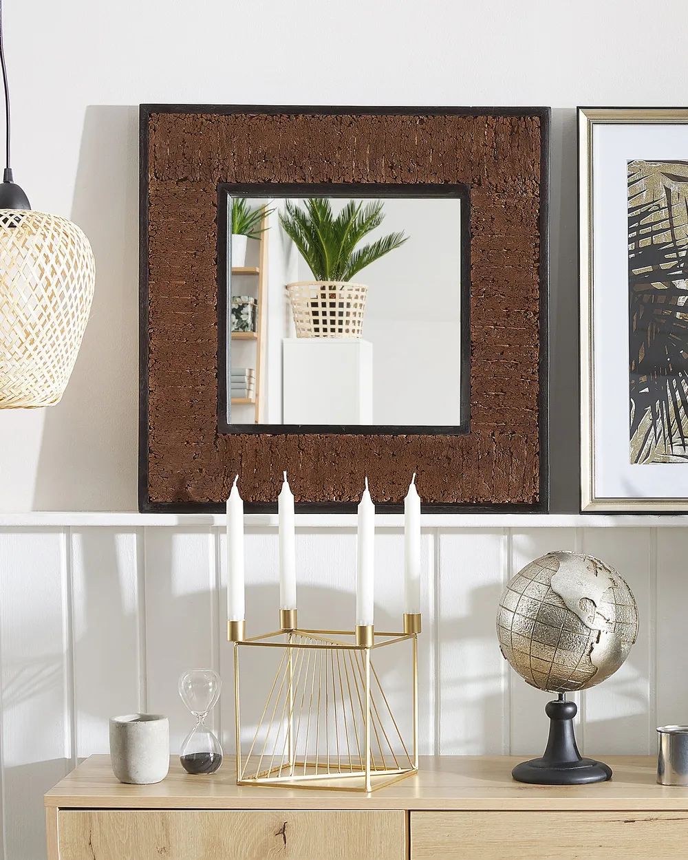 Wall Mirror BOISE 60 cm 60 cm Teak Wood Dark Brown_1079643