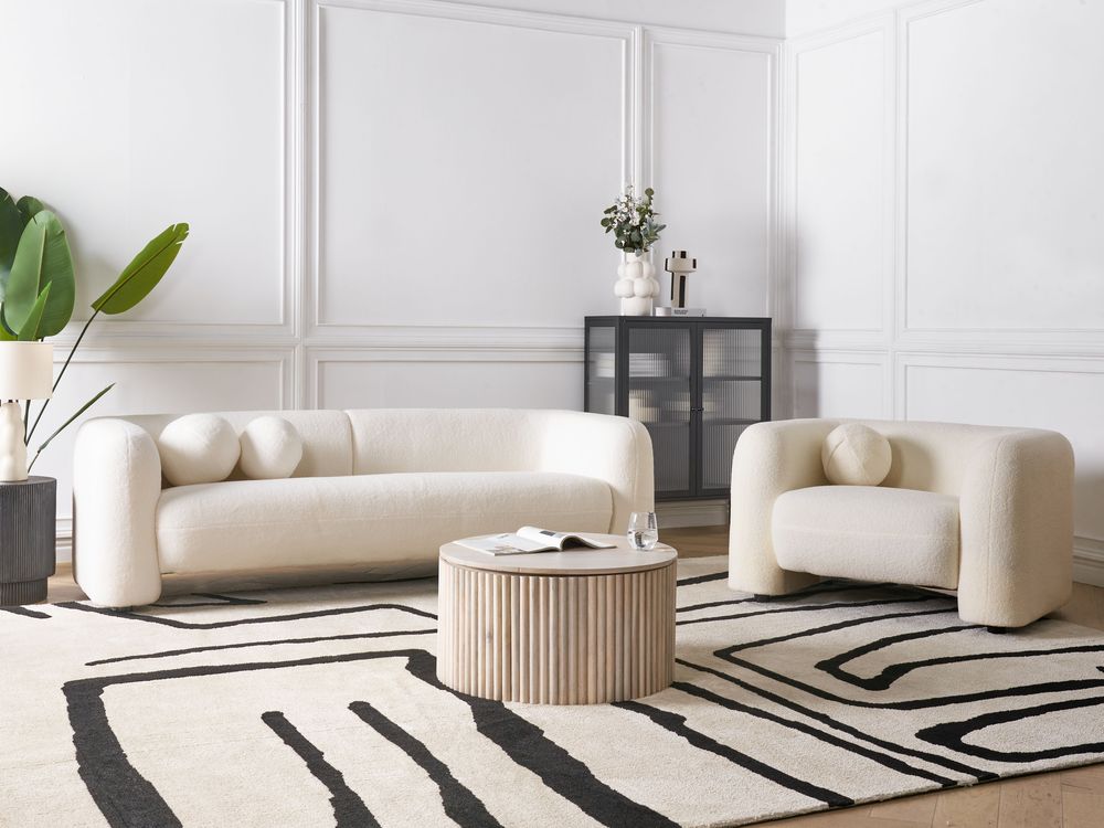 Set da salotto 4 posti LEIREN Bouclé Bianco