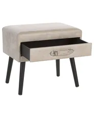 1 Drawer Bedside Table EUROSTAR Faux Leather Beige_719750