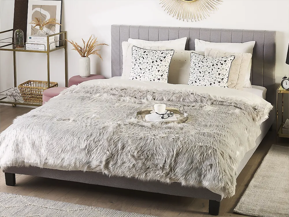 Couvre-lits DELICE 200 x 220 cm Gris clair_1179248