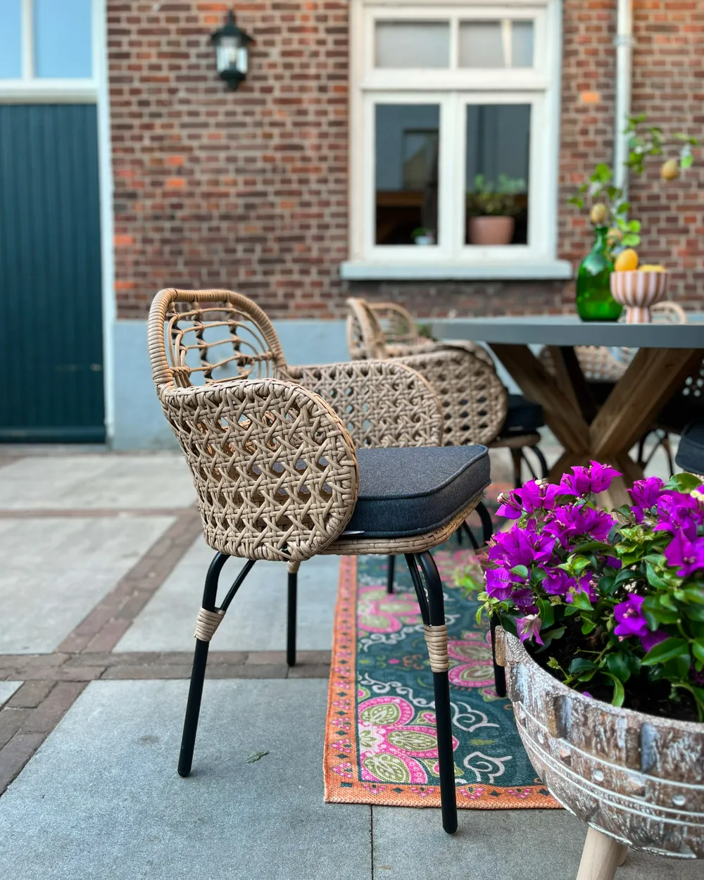 Set of 6 Garden Chairs with Cushions PRATELLO PE Rattan Natural_983007