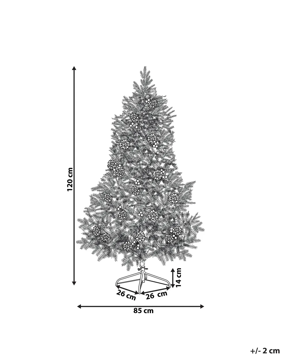 Sztuczna choinka świąteczna LED PALOMAR 120 cm Ciemnozielony_813112