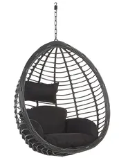 Hanging Chair with Stand TOLLO PE Rattan Black_763786