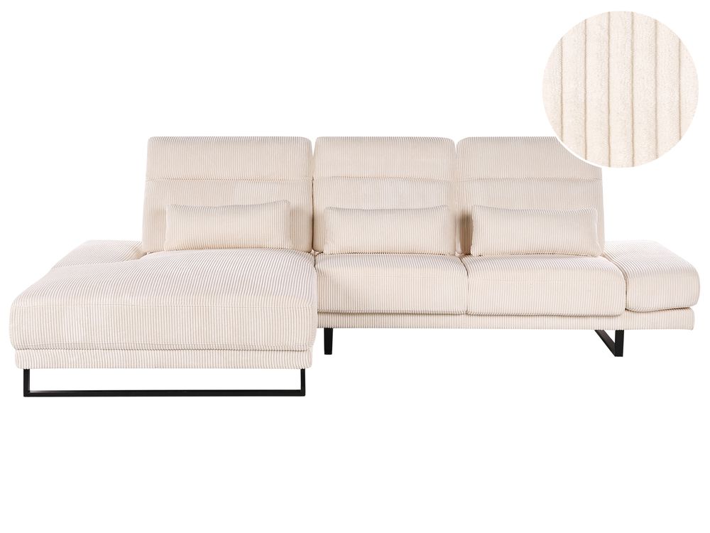 Divano angolare IKAST Velluto a coste Beige Lato destro