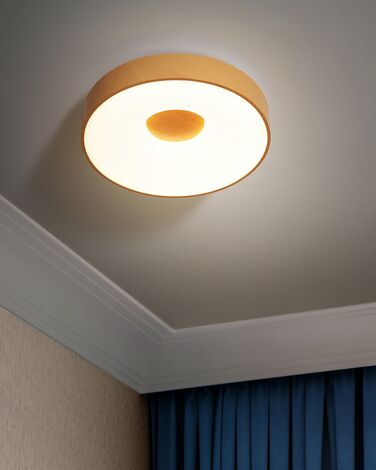 Metal LED Ceiling Lamp with Dimmer Light Wood BRAGOTO