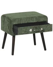 1 Drawer Bedside Table EUROSTAR Corduroy Dark Green_773681