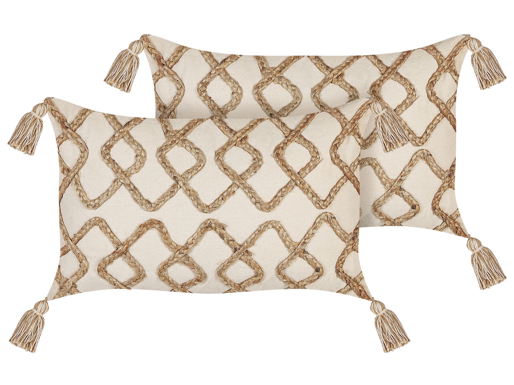 Conjunto de 2 almofadas decorativas em algodão creme com padrão geométrico 30 x 50 cm INCANA_843093