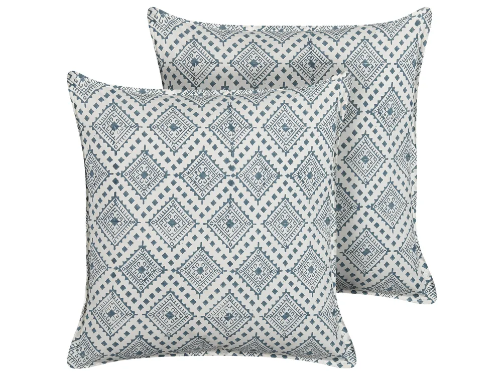 Zestaw 2 poduszek dekoracyjnych CORDATA 45 x 45 cm Bawełna Niebieski Wzór orientalny