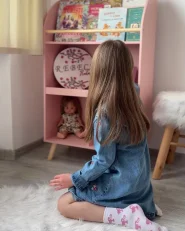 Regał na książki 3 półki LILOET 102 cm Pastelowy róż_1160820