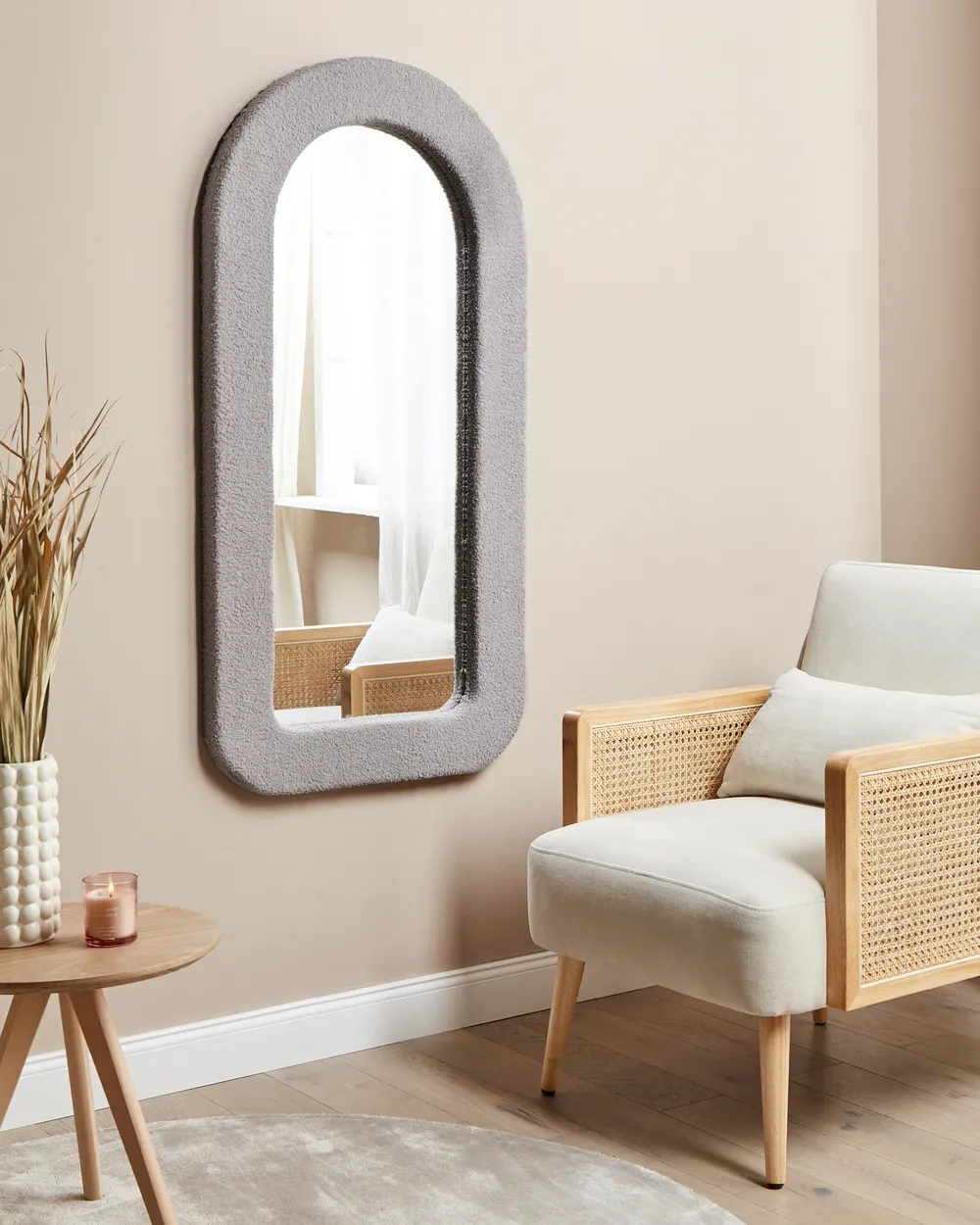Wall Mirror CERVON 60 cm 120 cm Boucle Taupe