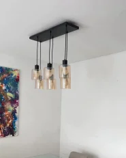 Lampadario a 6 luci KITARE Vetro Beige_1082039