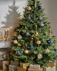 Set of 35 Baubles ICEDROP Glass Blue/ Gold_1028516