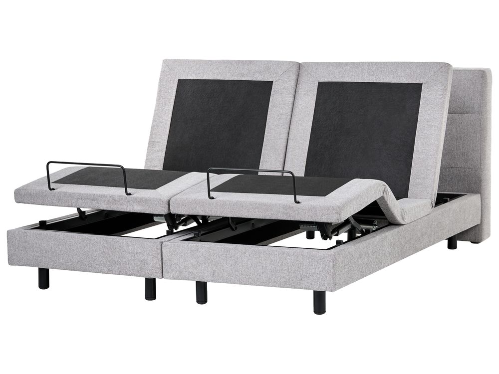 Bett verstellbar Stoff VICEROY 180 x 200 cm Hellgrau