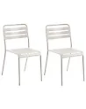 Set of 2 Garden Chairs LEFKADA Metal Light Beige