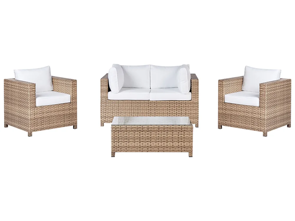 Set salotto da giardino con tavolo e pouf posti MILANO Bianco - Main Image