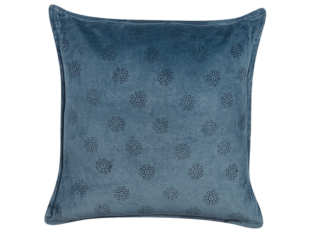 Velvet Cushion Geometric Pattern 45 x 45 cm Dark Blue SESELI Beliani.cz