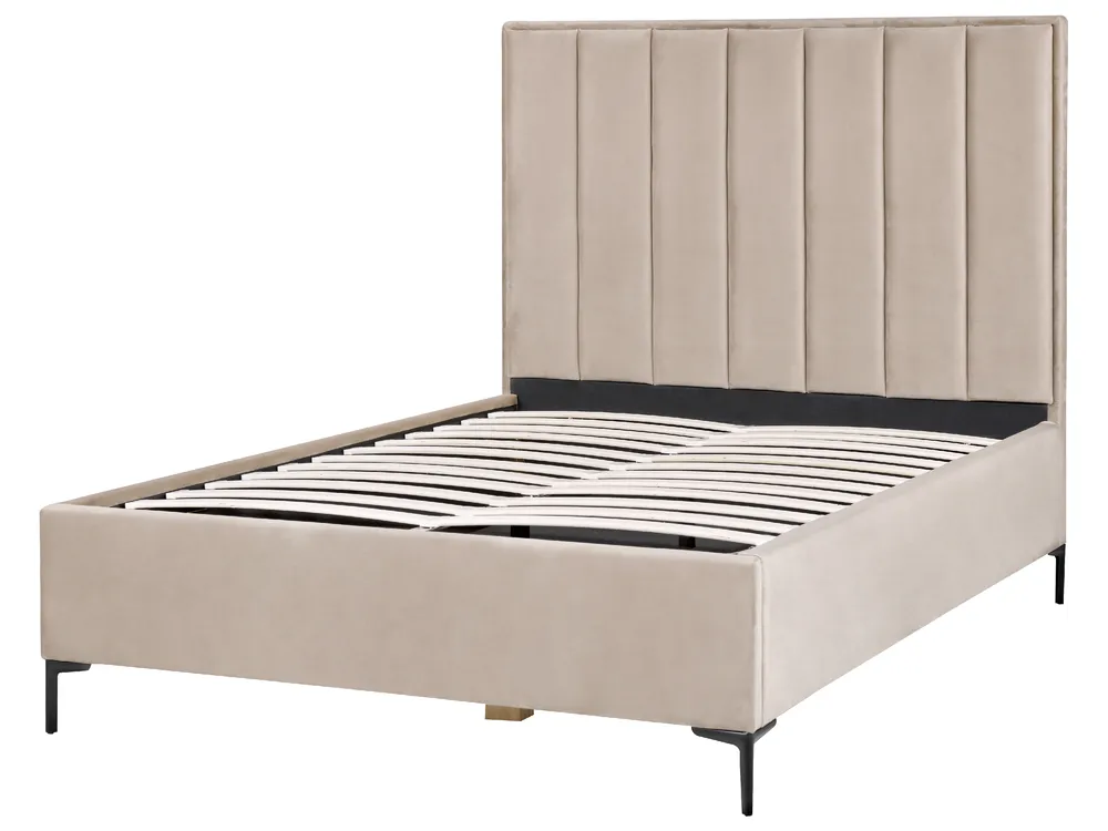 Bett mit Stauraum SEZANNE Samtstoff Taupe 140 x 200 cm_892496