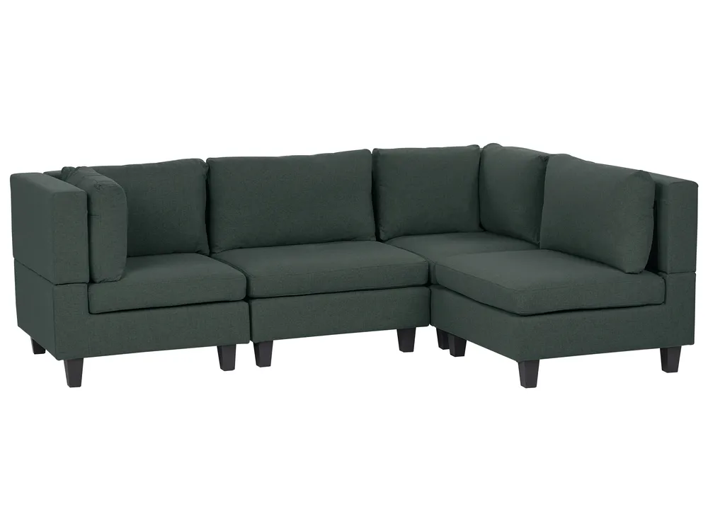 Modular Corner Sofa 4 Seater UNSTAD Fabric Dark Green Left Hand_925448