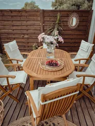 Garden Dining Set 8 Seater MAUI with Cushions Acacia Wood Off-White_775364