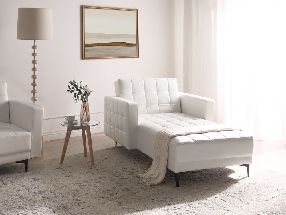 Chaise Longue ABERDEEN Faux Leather White