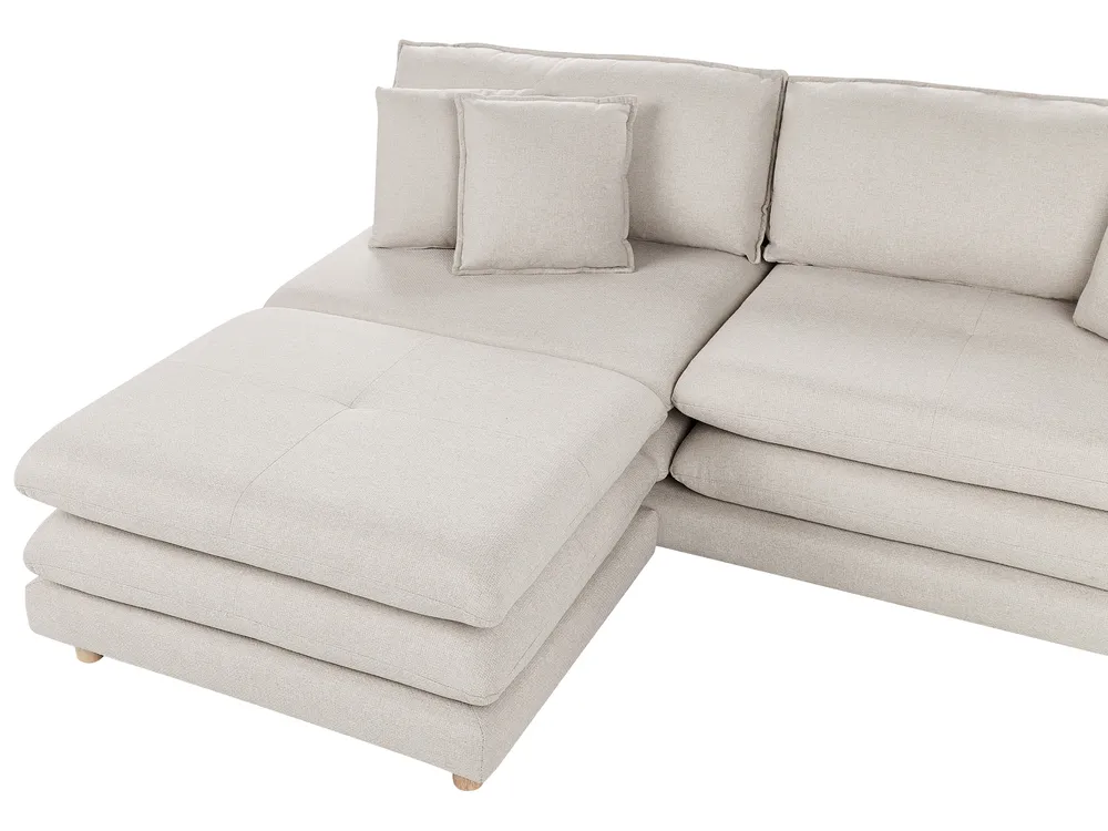 Divano 2 posti HEDEN con ottomana Tessuto Beige chiaro_950604