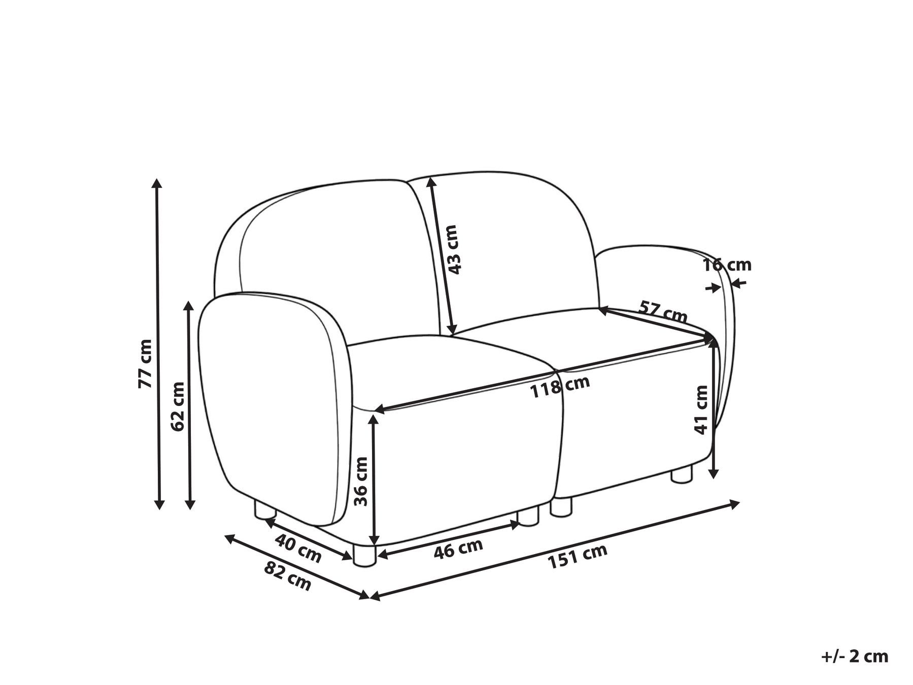Sofa dla 2 osób JULE Boucle Złamana biel_1145560